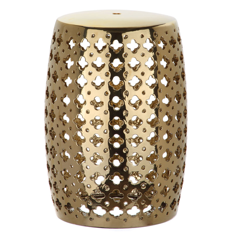 Gisella Ceramic Accent Stool, Gold