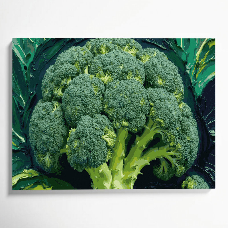 Art mural sur toile vert légumes broccoli, H 12 po x l 18 po