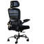 Chaise de bureau ergonomique avec support lombaire, dossier haut en maille, pivotante et à roulettes avec appui-tête, noire-1558410577