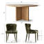 Ensemble de salle à manger rond de 60 pouces en placage de bois avec piédestal et fauteuils à oreilles en chenille-663056128