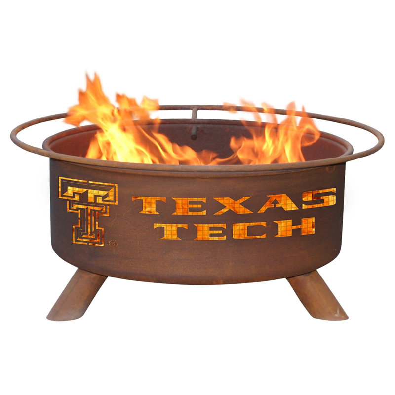 Collegiate Series 16" H x 30" W Steel Outdoor Fire Pit with Lid, Texas Tech