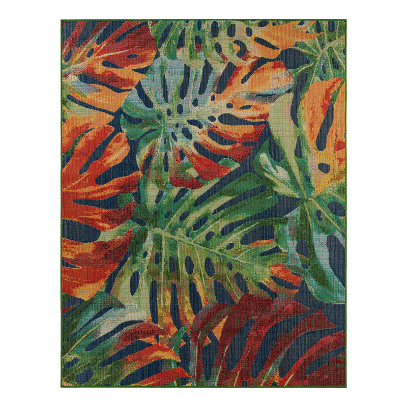 Floral Indoor / Outdoor Rug, Rectangle 7'10" x 10'