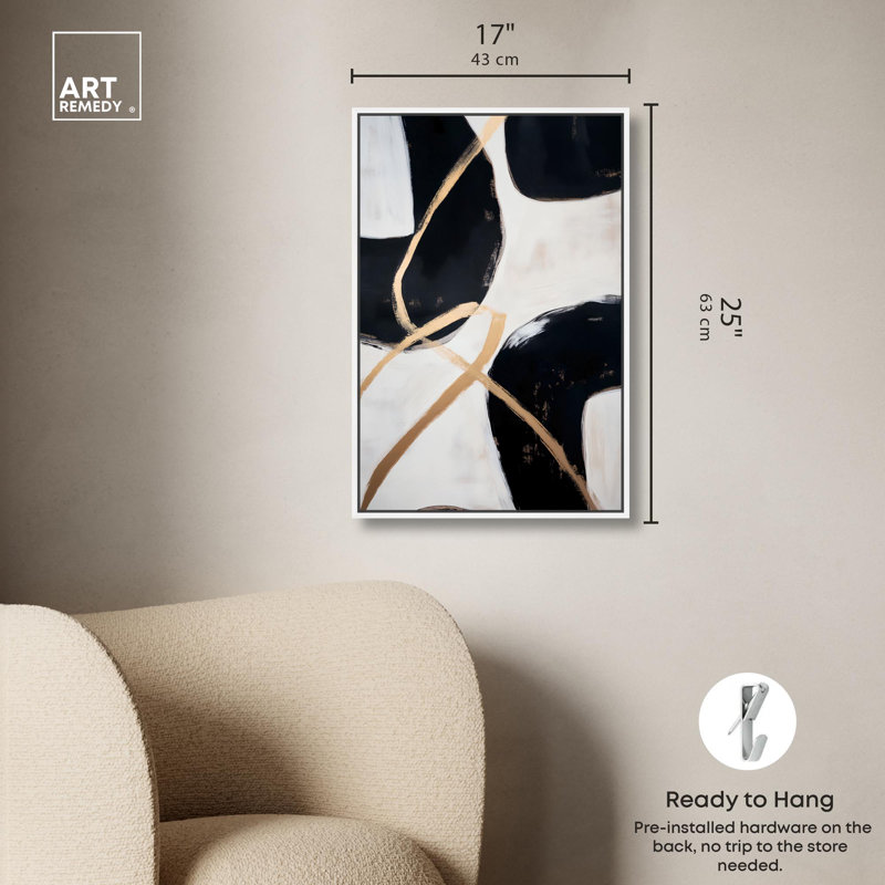 Art Remedy Art, toile rythmique de contraste, H 25 po x l 17 po, Cadre flottant blanc