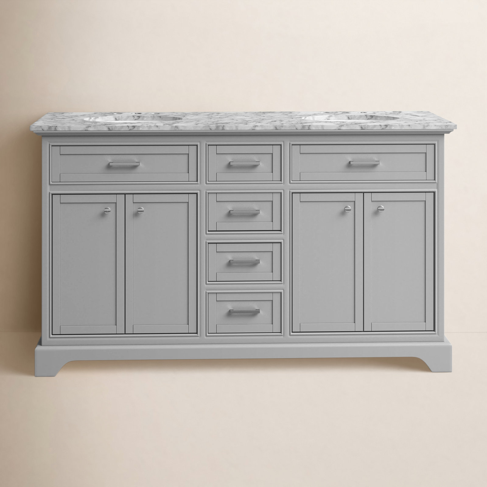 Hermes 60'' Double Bathroom Vanity, Light Gray