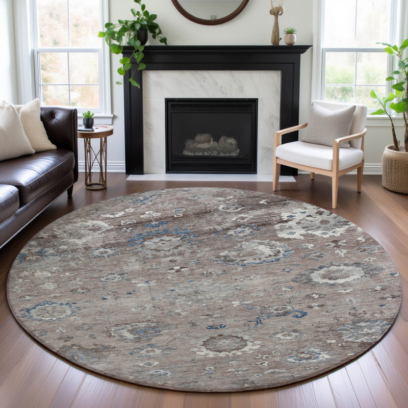Premium Machine Washable Kumbhar AMF1371 Formal Rug, Round 8'