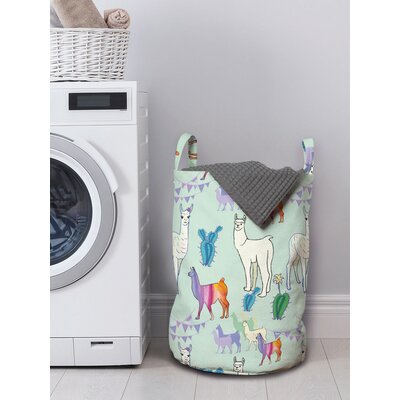 Ambesonne Llama Laundry Bag, Hand Drawn Like Colorful Art Design Alpaca Herd And Cacti Illustration, Hamper Basket With Handles Drawstring Closure For -  East Urban Home, 6C4992C8691344EDAE01769D6371580B