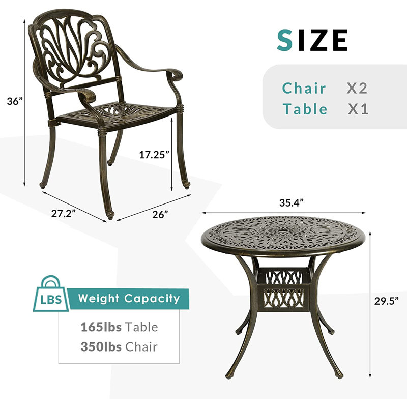 2 - Person Patio Dining Set with Round Table