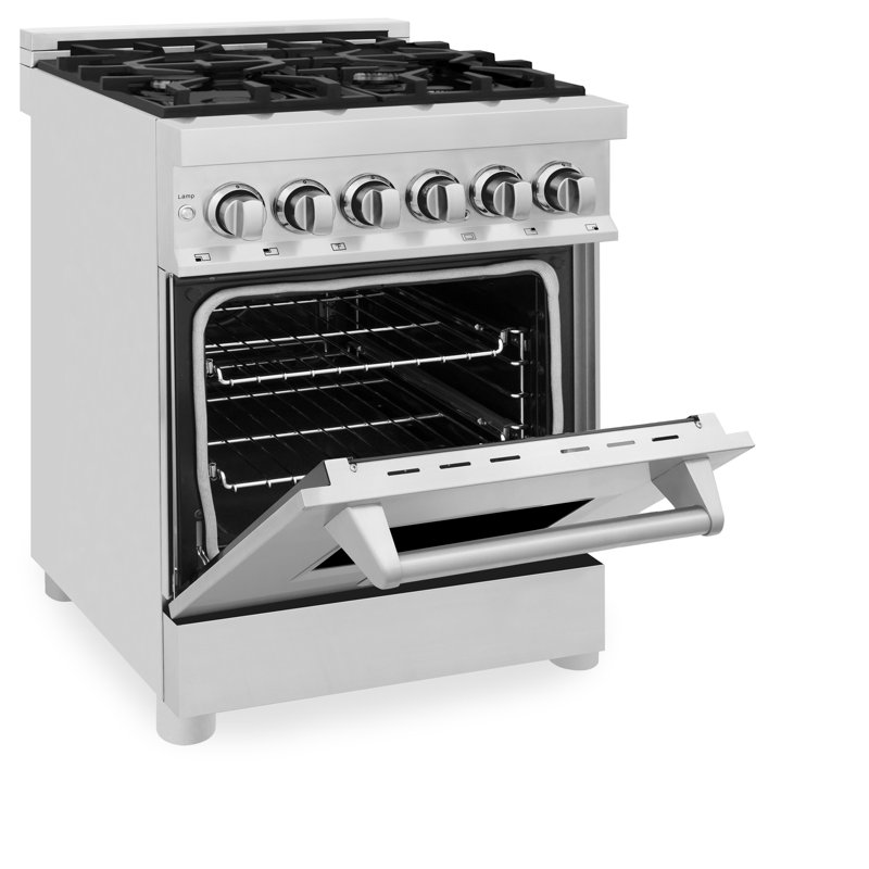 ZLINE 24 In. 2.8 Cu. Ft. Legacy Dual Fuel Range with 4 Burner Gas Cooktop and Electric Convection Oven, Stainless Steel
