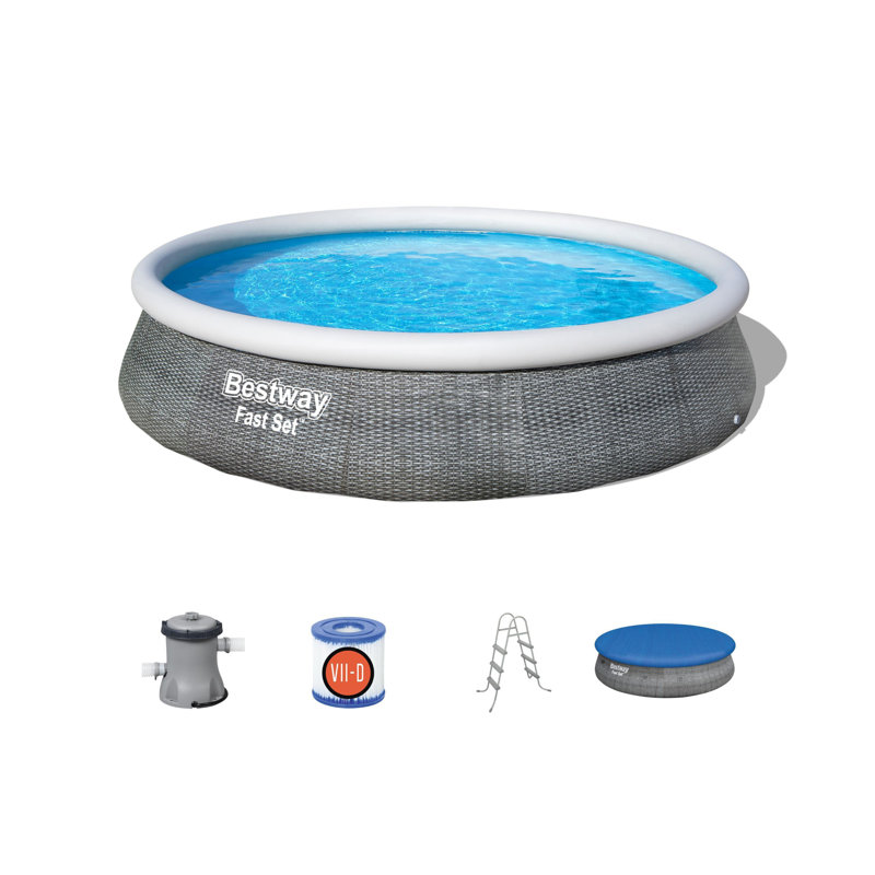 Piscine gonflable, Gris, L 13,1 po x H 30 po