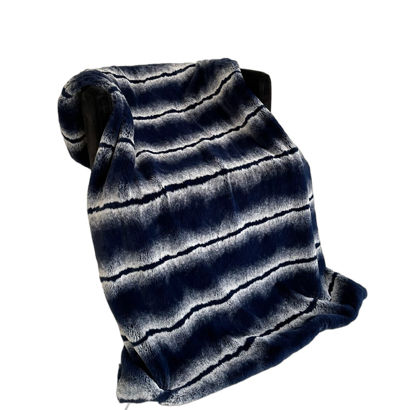 Fluffy Fields Throw Blanket, 60" W x 84" L, Navy
