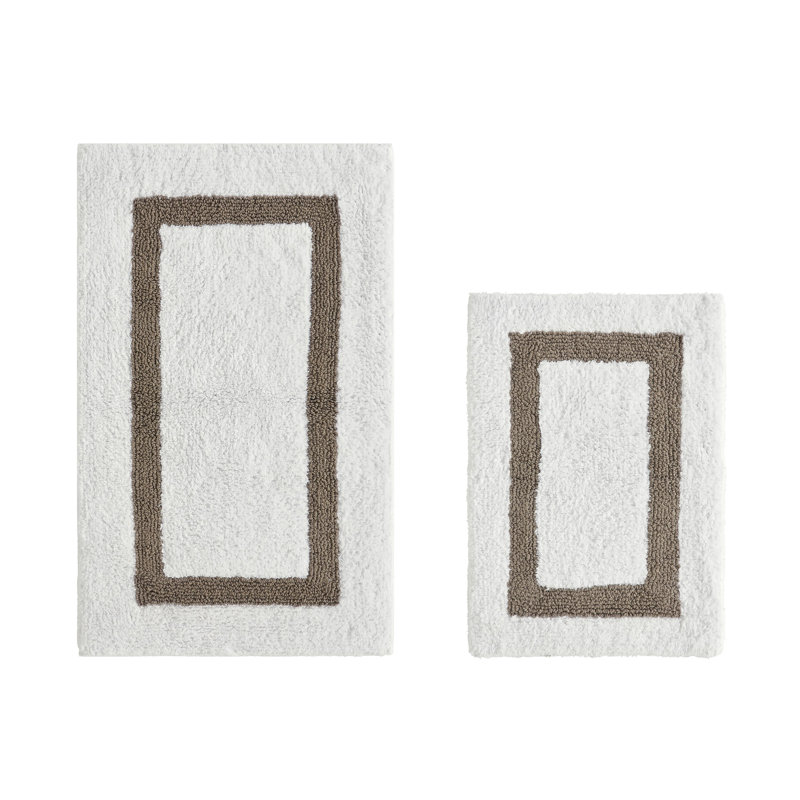 Ensemble de tapis pour salle de bain 2 pièces 100% coton 2370 g / m² Broshouse, tapis de salle de bain touffeté ultra moelleux, super absorbant certifié OEKO-TEX®, réversible, lavable à la machine, confort semblable au spa, blanc / beige