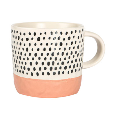 Nicola Spring - Dipped Dotty Stoneware Coffee Mug - 385ml