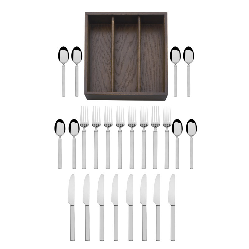 Ensemble de couverts en acier inoxydable 24 pièces Mikasa Living, service pour chariot à 8 fentes / 3 fentes