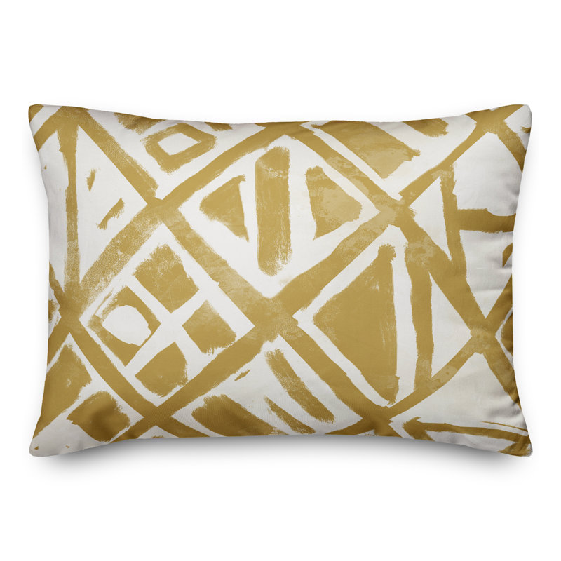 Abstract Outdoor Throw Pillow, Yellow