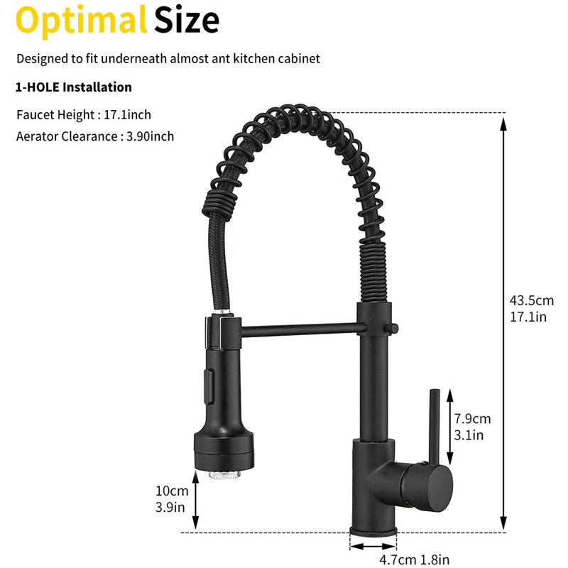 Fapully Pull Down Kitchen Faucet, Matte Black