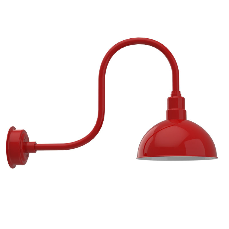 Luminaire de grange d’extérieur à del Dipkarpaz, H 9 po x l 12 po x P 17 po, Rouge cerise