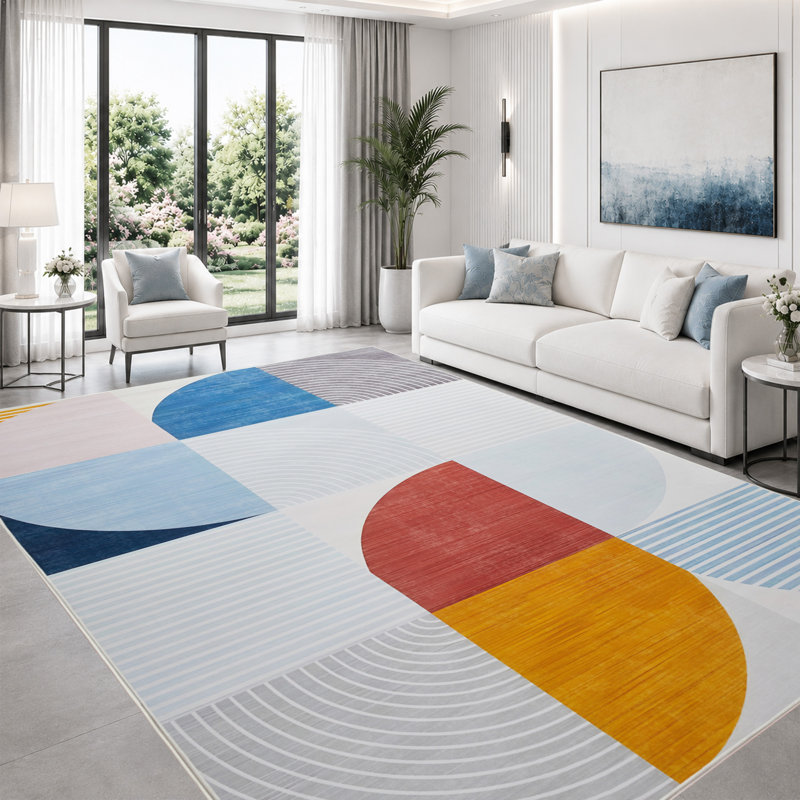 Abstract Machine Printed Area Rug, Rectangle 60 x 110 cm