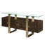 Lashinda 70"L Rectangular Console Cabinet in Brass and Antique Brown