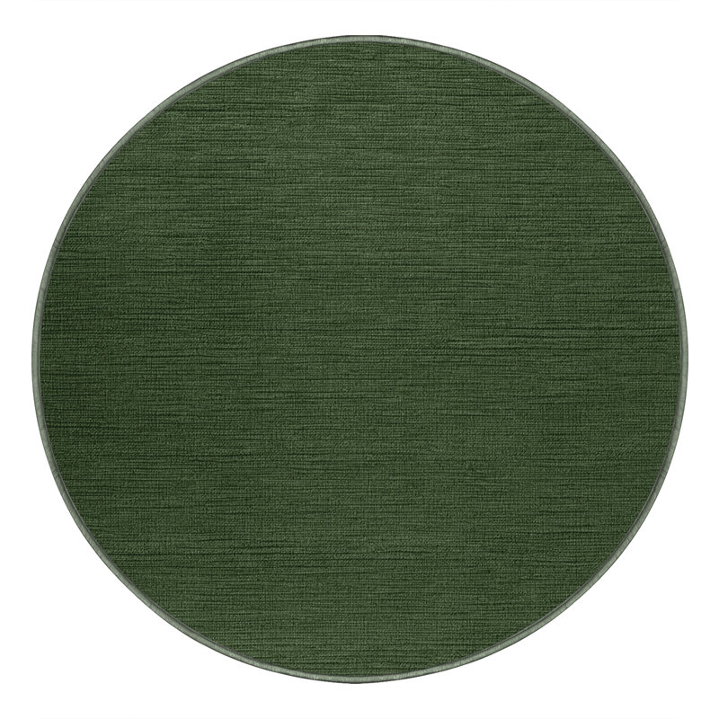 Tapis vert uni lavable à la machine, Rond 8 pi