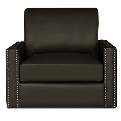 Fauteuil pivotant en cuir véritable l 37 po Ophelia