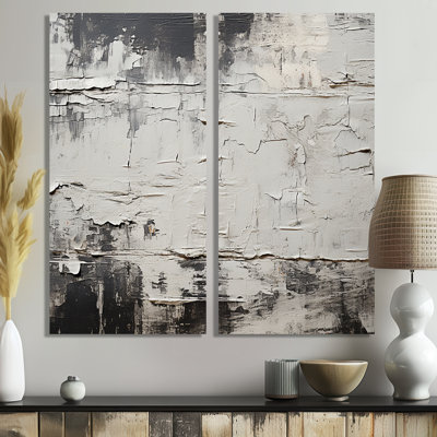 "Abstract Abstract Lunar Surface III" - 2 reproductions d'art moderne sur toile grise