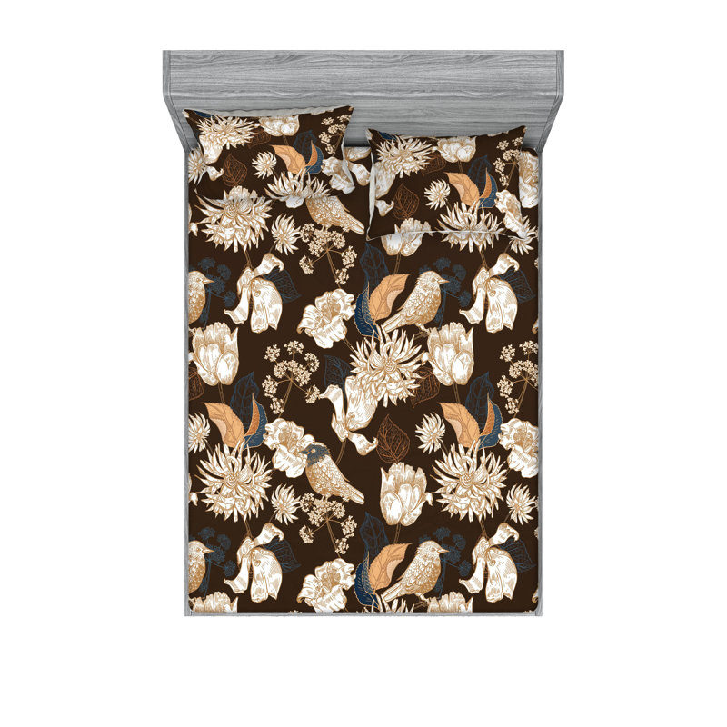 Drap-housse et taies décoratives 3 pièces Ambesonne, Ensemble de draps pour lit double avec 2 taies d'o