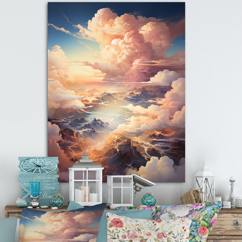 Nuage de prairies collages III - paysage et nature, art mural sur toile, H 32 po x l 16 po x P 1 po, Toile tendue