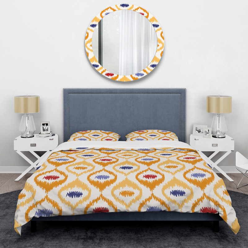 Crème et brun géométrique - ensemble de housse de couette abstrait - microfibre de polyester