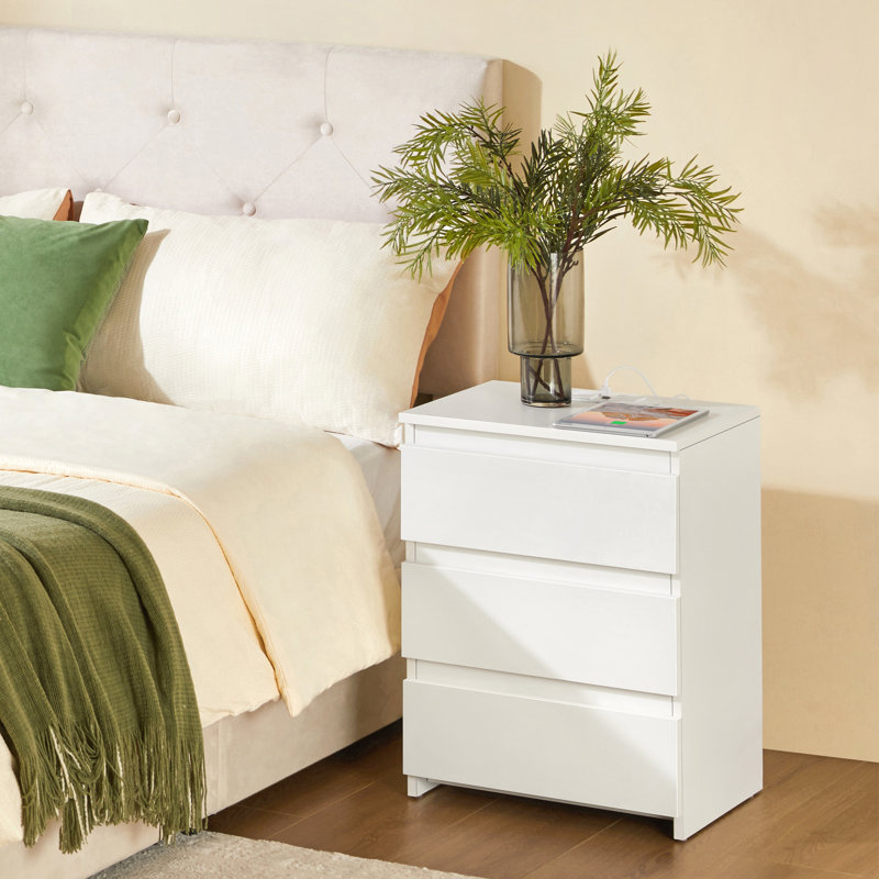 3-Drawer Vertical End Table, White