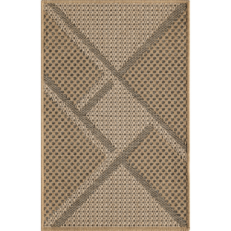 Abani Rugs Magdaleno PAT110A Outdoor Diamond Pattern Cream Beige Area Rug, Rectangle 2' x 3'