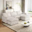Canapé en tissu velours 3 places en velours côtelé confortable avec repose-pieds mobile pour le salon, ensemble de canapé en U surdimensionné à assise profonde, canapé rembourré à assise profonde de grande taille avec 3 coussins-116808102