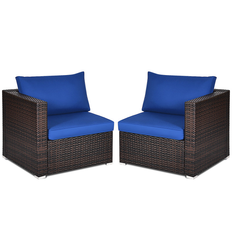 Millee 59'' Wide Wicker Loveseat with Cushions, Navy