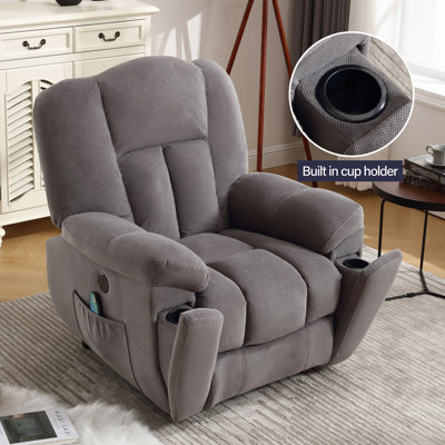 Fauteuil inclinable électrique pour personnes âgées | chaleur et massage | positions infinies | Poche latérale et port USB | chaise de salon | gris