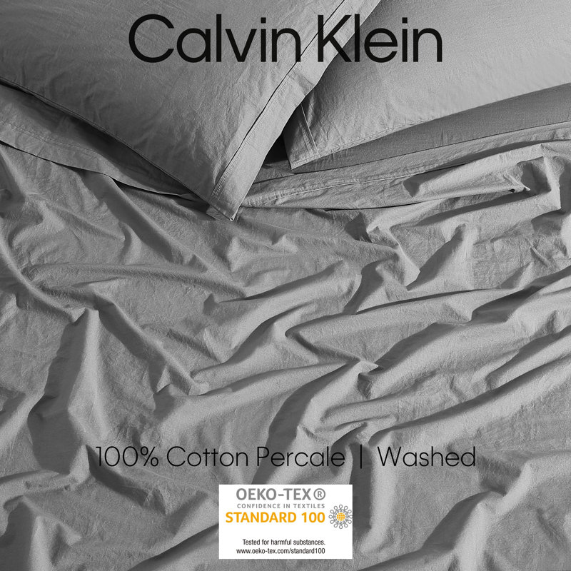 Graphite Queen Cotton Percale 4-Piece Bedding Set