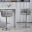 Ensemble de 2 tabourets de bar pivotants à 360 ° en tissu, chaises de bar réglables à hauteur de comptoir avec dossier tissé et repose-pieds, tabourets de bar chromés argentés pour îlot de cuisine, café, pub
