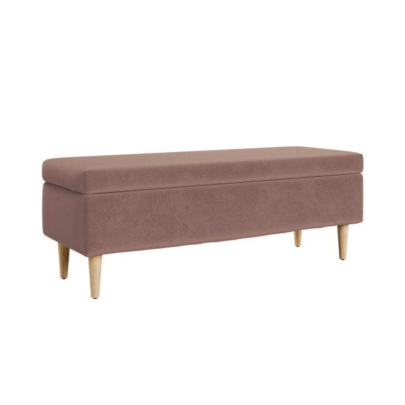Essential Storage Bench, Dusty Rose Recycled Velvet, Natural