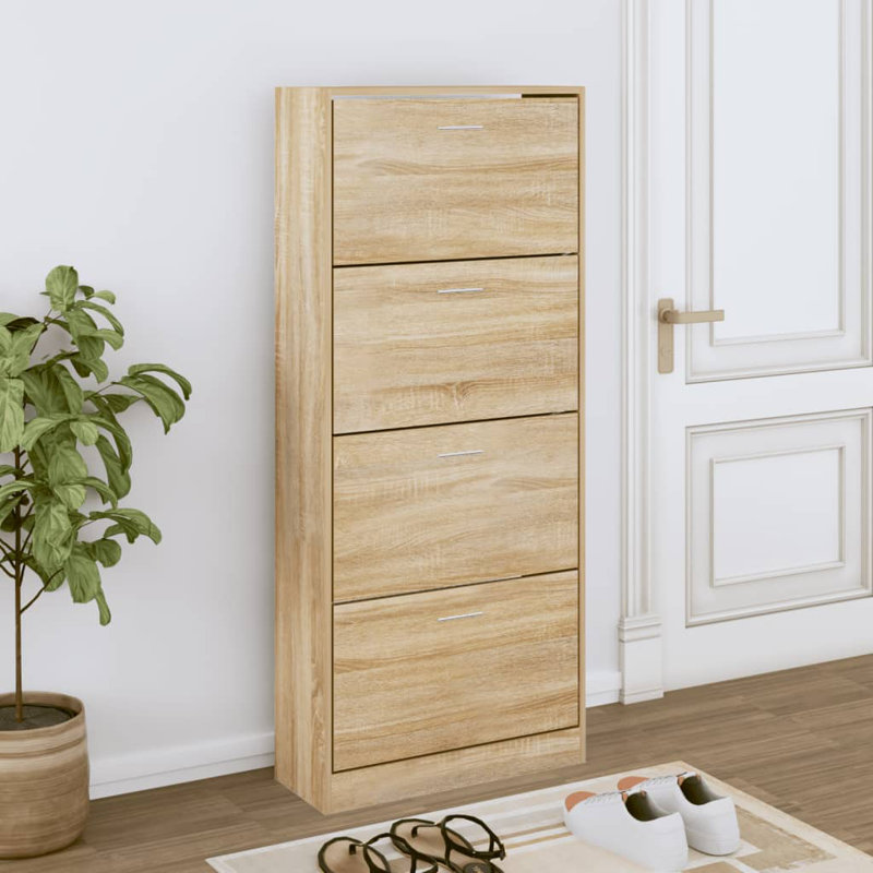 12 Pair Flip Down Shoe Storage, Oak