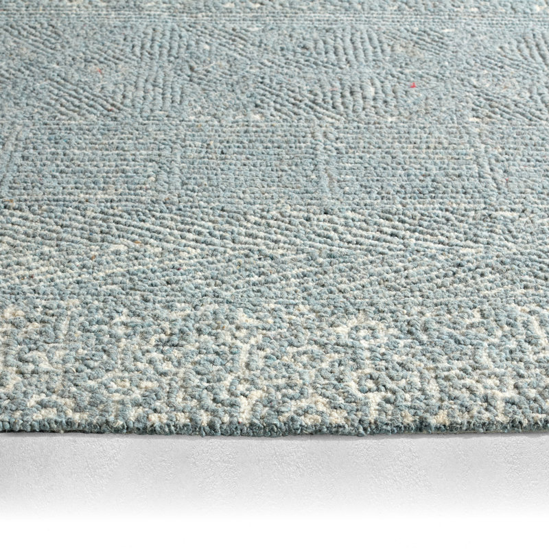 Geometric Area Rug in Blue/Cream, Rectangle 6' x 9'