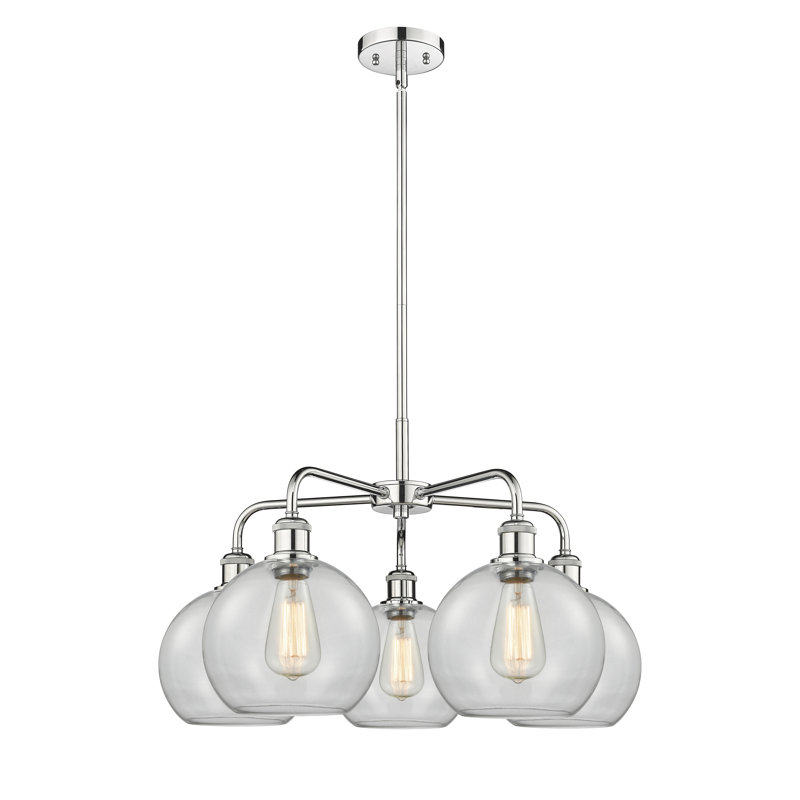 Lustre sphérique à 5 lumières Ellington, H 16 po x l 26 po x P 26 po, Transparent, Chrome poli