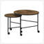Ensemble de 2 tables gigognes avec roulettes, chêne rétro