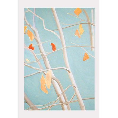 Arbre avec feuilles orange sur un ciel bleu - aucune impression de cadre