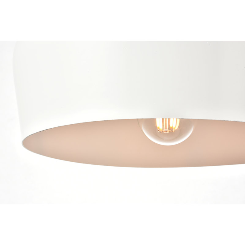 Luminaire suspendu en forme de dôme à 1 lumière Reiner, Marron, Blanc