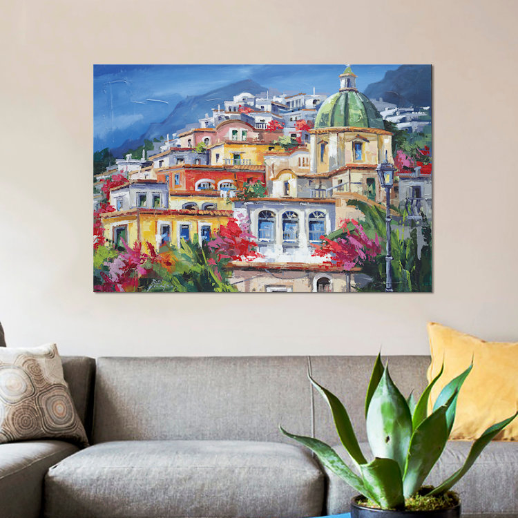 «Costa AmalFitana» par Roberto di Viccaro, reproduction sur toile tendue sur châssis, H 18 po x l 26 po x P 1,5 po