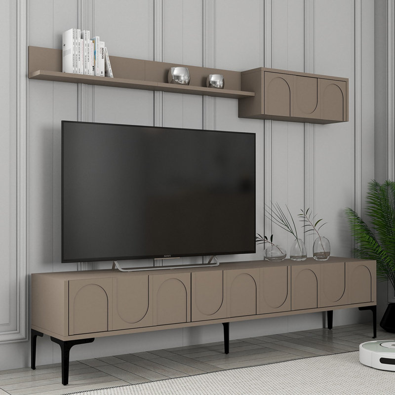 Keikei Unfinished TV Stand, Brown/Black