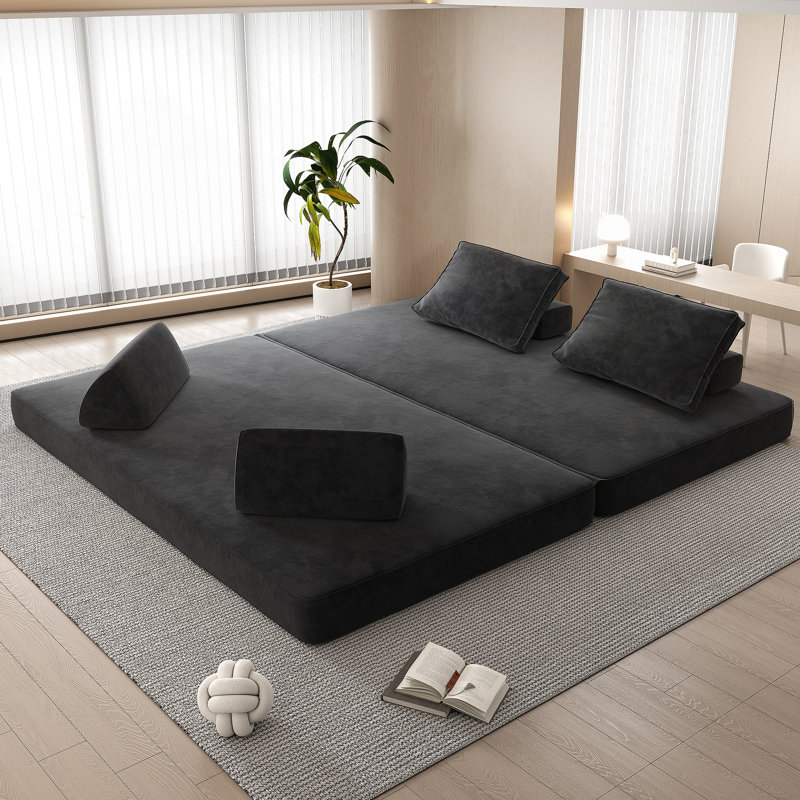 Luxueux canapé Marshmallow Boucle avec coussins moelleux, pour le confort et le style dans n'importe quel salon, Gris foncé