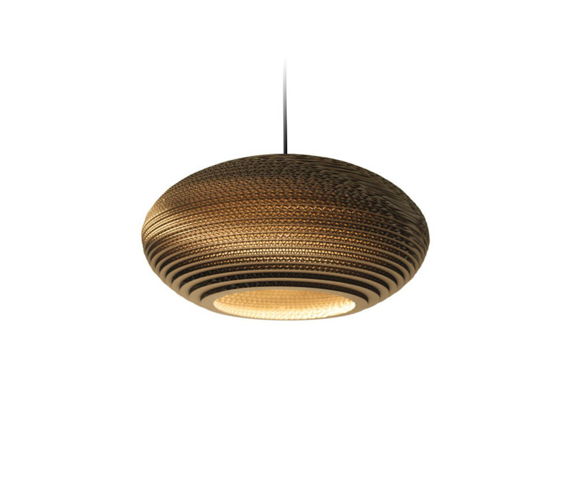 Scraplights Recycled Cardboard Pendant Light - Disc, 9" H x 20" W x 20" D, Blonde
