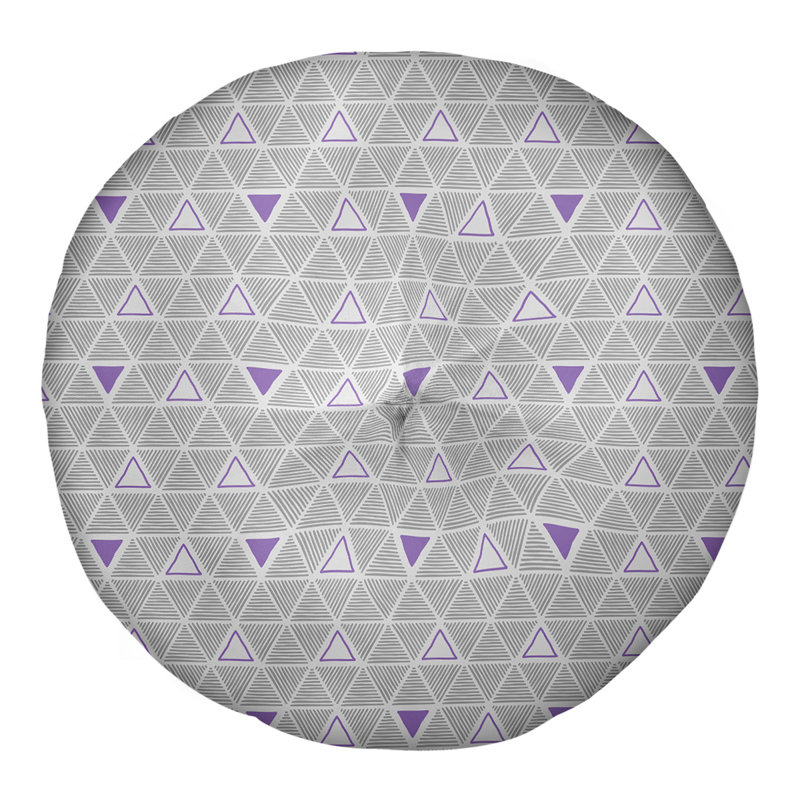 Coussin de sol classique à motif de triangles dessinés à la main, 26 po x 26 po, Accent mauve