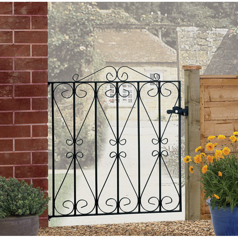 Uriegas Scroll Single Metal Garden Gates High, 99cm W X 91cm H