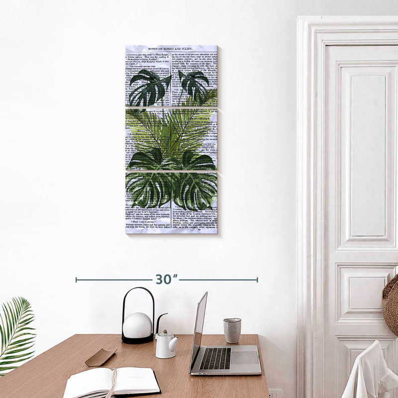 Feuilles sur des notes, H 32 po x l 15 po