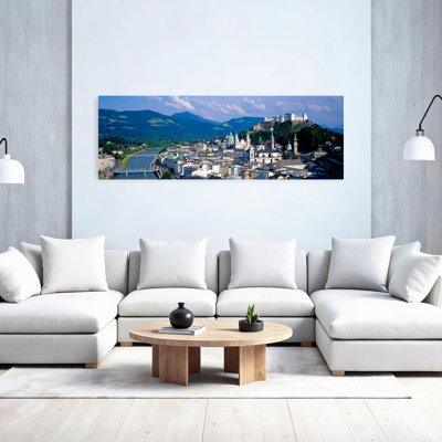 High Angle View Of A Castle On Top Of A Mountain, Hohensalzburg Fortress, Salzach River, Salzburg, Austria Abstract Contemporary Architecture City ...